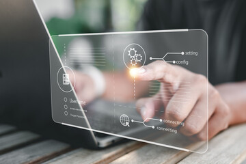 User authentication system login settings with username, password, cybersecurity concept. information security and encryption, secure Internet, technology and cybernetics. computer security system.