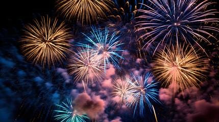 Fototapeta premium Beautiful Fireworks in The Night Sky