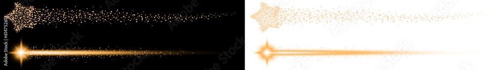 Poster star light with tail sparkle particle light transparent background