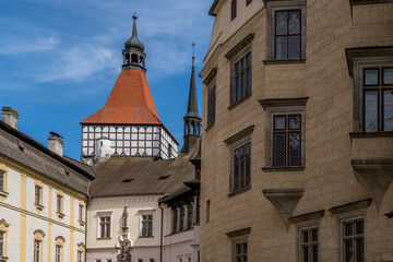 Gothic and renaissance buildings in the castle yard of Blatna