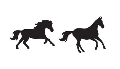 horse silhouette illustration. chevaux en silhouettes noires