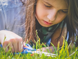 Conceptual image: Obsessive-compulsive disorder (OCD). Portrait of young beautiful girl cuts the...