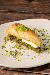 Carrot slice baklava, Baklava with pistachio. Turkish traditional dessert. Turkish name havuc dilimi