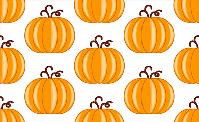 Seamless pattern of colorful pumpkins. Flat style. Vector illustration.
