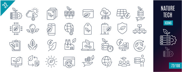 Best collection nature line icons. server, cloud,...