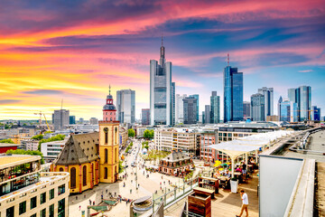Naklejka premium Skyline, Frankfurt am Main, Hessen, Deutschland 