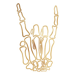 Gold Skeleton Hand With Love Gesture Sign