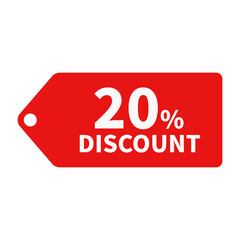 20 Discount In Red Color Hanging Tag Shape For Promotion Sale
 - obrazy, fototapety, plakaty
