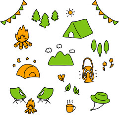 キャンプ　イラスト　セット