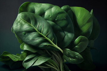 Spinach greens close-up. AI Generated