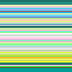 Seamless pattern of thin bright colored stripes, horizontal lines in light shades of emerald, pink and yellow, vector background, universal fabric for printing, posters, web, covers and postcards, EPS