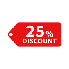 25 Discount In Red Color Hanging Tag Shape For Advertising Sale
