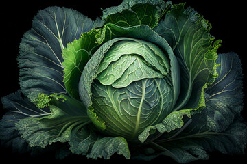 Obraz premium White cabbage is growing. AI Generated