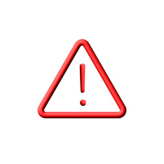 Red triangular icon, hacker Attention sign 3D render illustration.
