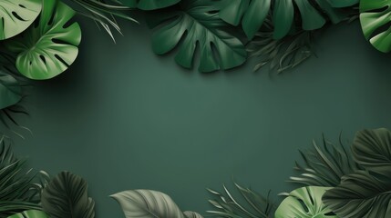 Fototapeta na wymiar Eco green palm leaves on tropical color background, minimal.