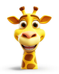 Cartoon giraffe mascot smiley face on white background