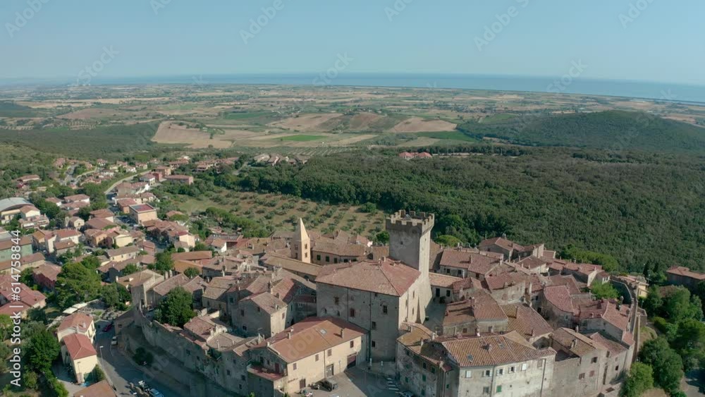 Wall mural aerial view of the town of capalbio tuscany