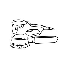 Sander tool vector illustration. Electric orbital instrument. Contour outline illustration