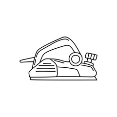 Electric hand planer icon in sketch style. Woodworking tool vector illustration.