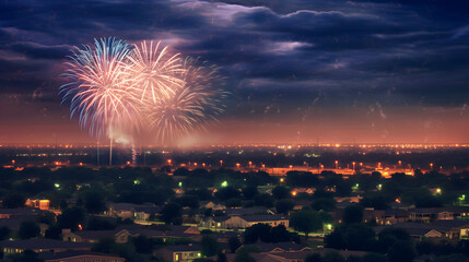 Fireworks over a City