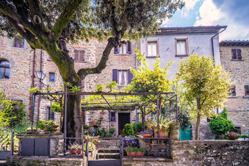 Fototapeta na wymiar Traditional homes in the Etruscan city of Cortona, Tuscany Italy