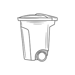 trash bin in doodle style. trash can vector sketch illustration
