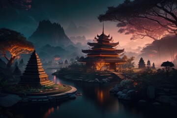 Sights of ancient civilizations, beautiful world landscape, generative ai, ai generated art	
