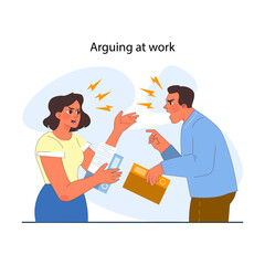 Conflict between coworkers. Tensed argument of two employees