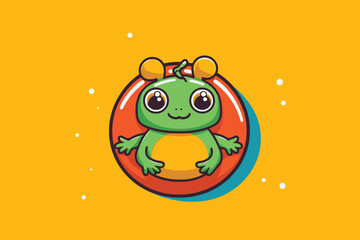 Cute frog cartoon character. Vector illustration. Cute frog icon.