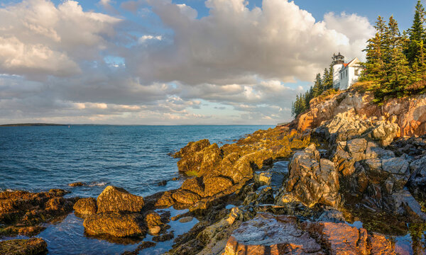 Early morning at Bass Harbor Head Light Station - Lighthouse - in Acadia National Park - Maine