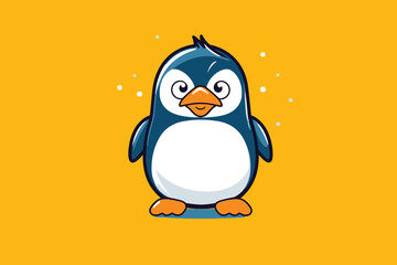 Cute penguin cartoon vector illustration. Cute cartoon penguin icon.