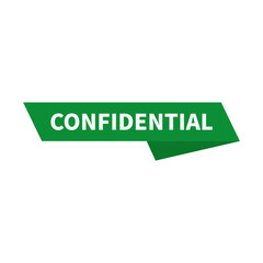 Confidential In Green Color Ribbon Rectangle Shape
