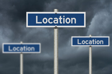 Fototapeta premium Location on blue street signs for real estate