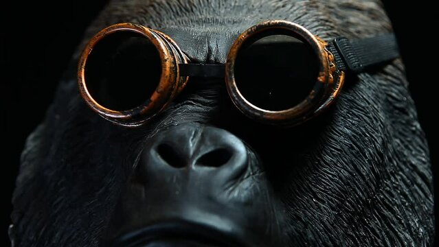 footage of blur gorilla sunglasses dark background