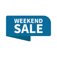 Fototapeta premium Weekend Sale In Blue Color Rectangle Ribbon Shape For Advertisement Sale 