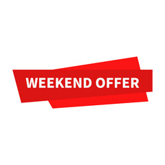 Weekend Offer In Red Color Rectangle Unique Shape For Business Business
