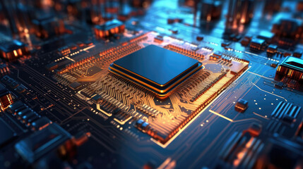 Fototapeta na wymiar Computer chip, semi conductor, circuit board, cpu, technology