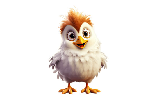 Adorable Cartoon Chicken Character on Transparent Background. AI