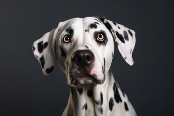 Surprised Dalmatian Dog Studio Portrait with Expressive Eyes. Generative AI