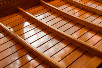 wooden ceiling on a boat