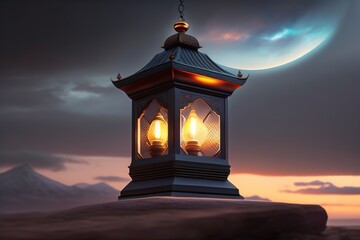 Islamic Ramadan greeting background with Arabic Lantern