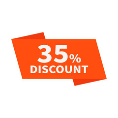 35 Discount In Orange Color Ribbon Rectangle Shape For Promotion Sale
