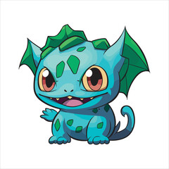 Fototapeta premium Cartoon of a green dragon