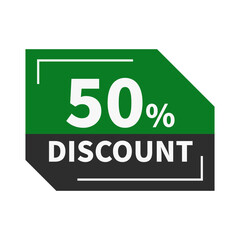 50 Discount In Green Black Color Rectangle Shape With White Line For Promotion Sale
