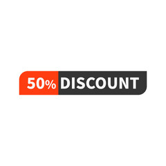 50 Discount In Orange Black Color Rectangle Shape For Business Sale
