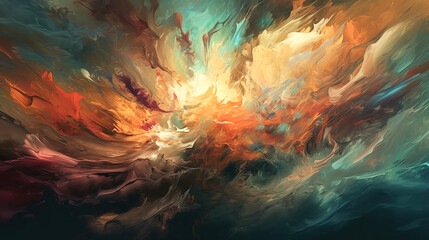 Abstract background painted with brush strokes of oil paint, generative AI.