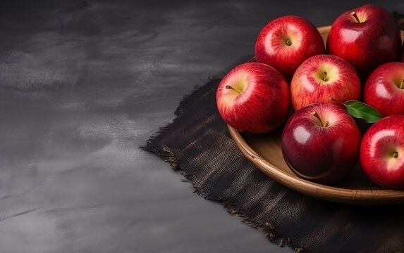 Fresh Apples on Table. Generative AI