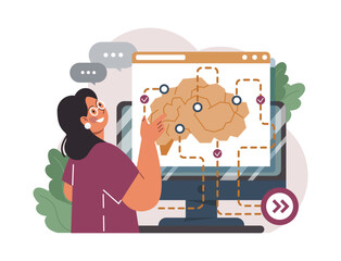 Online education. Character study remotely using internet, online