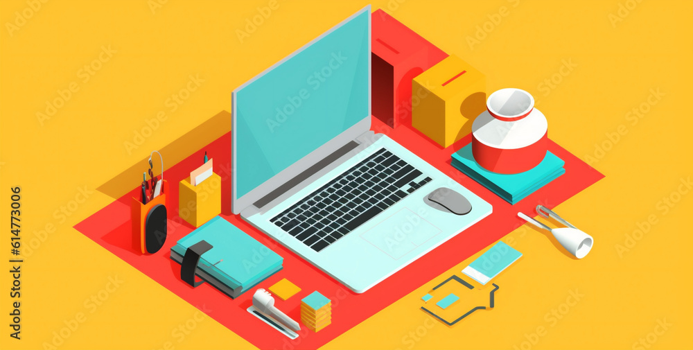 Poster background laptop colours computer web technology white gadget design desktop business. generative a