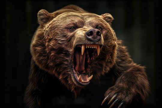 A ferocious bear symbol of the Medo-Persian empire Daniel Biblical prophecies Generative AI Illustration
